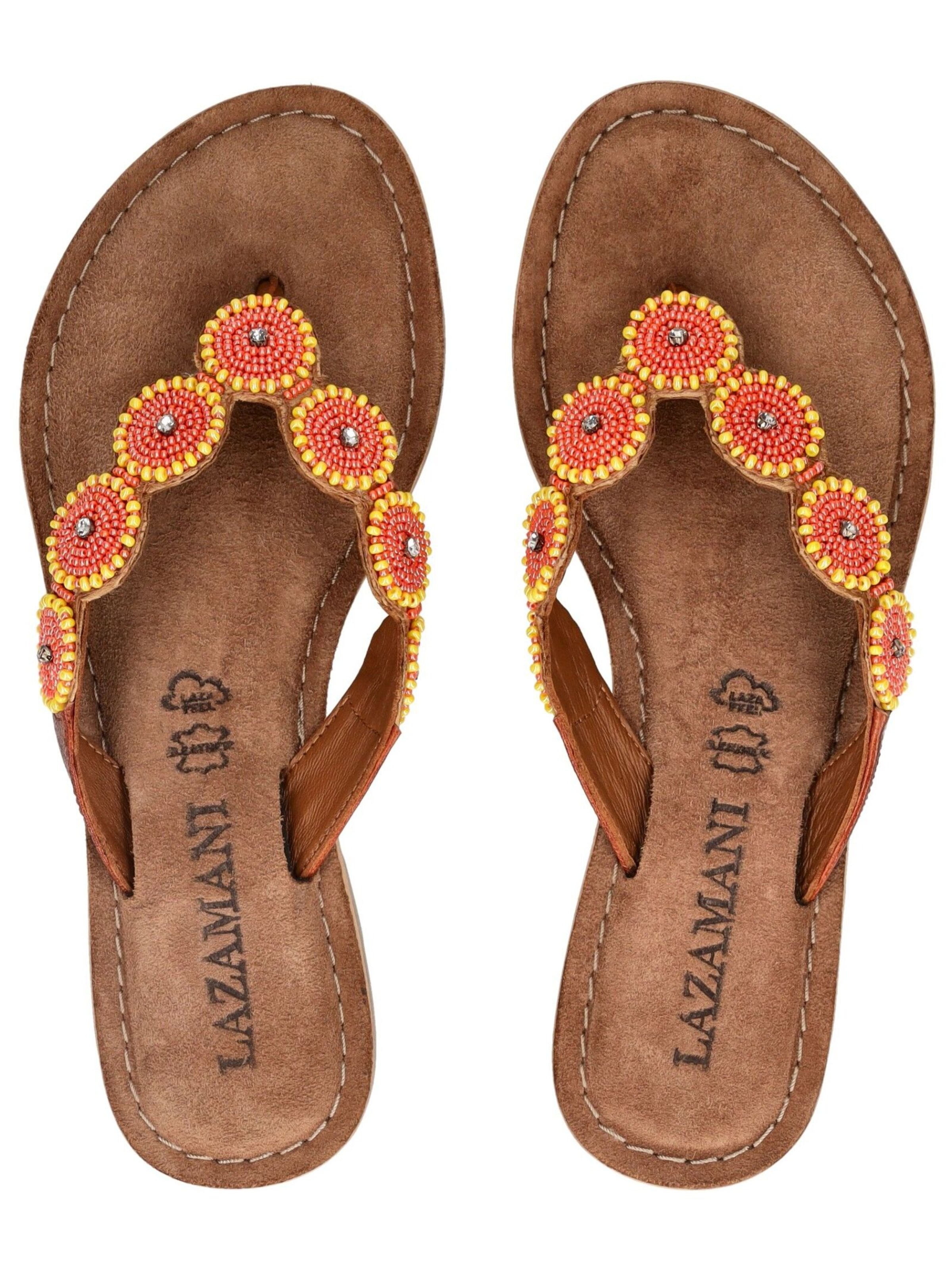 LAZAMANI T-Bar Sandals in Orange