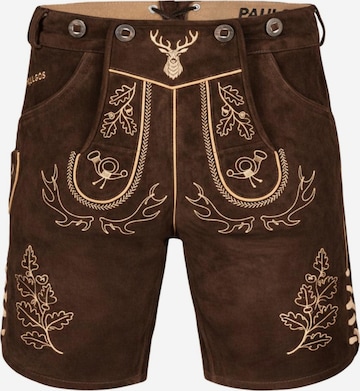 Paulgos Regular Trachtenhose 'PAULGOS Herren Trachten Lederhose Kurz - HK5 - Echtes Leder - in 3 Farben erhältlich - Größe 44 - 60' in Braun: Vorderseite