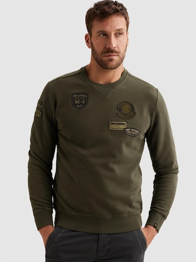 PME Legend Sweatshirt 'Sweatshirt with badges and garment-dye wash' i S i mörkgrön, Produktvy