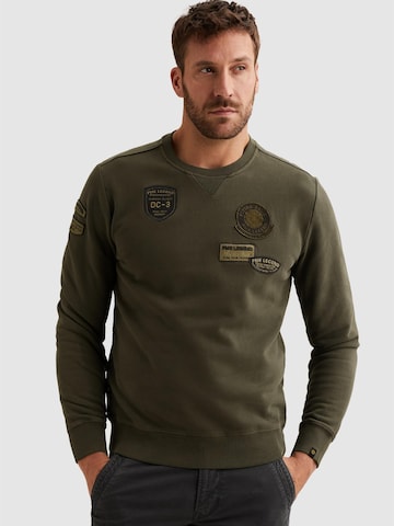Felpa 'Sweatshirt with badges and garment-dye wash' di PME Legend in verde: frontale
