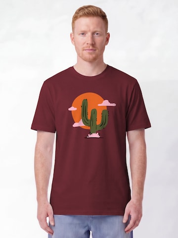 T-Shirt 'Kaktus Im Sonnenuntergang' Watapparel en rouge : devant