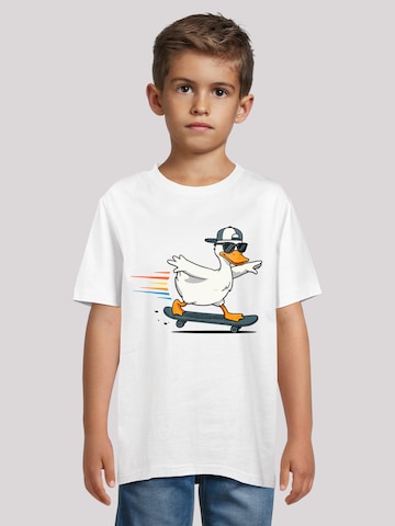 F4NT4STIC Shirt 'Coole Ente auf Skateboard Spaß' in White: front