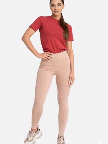 Evoni Slimfit Leggings 'aus Baumwolle mit hohem Bund'‌‌‌ in Braun