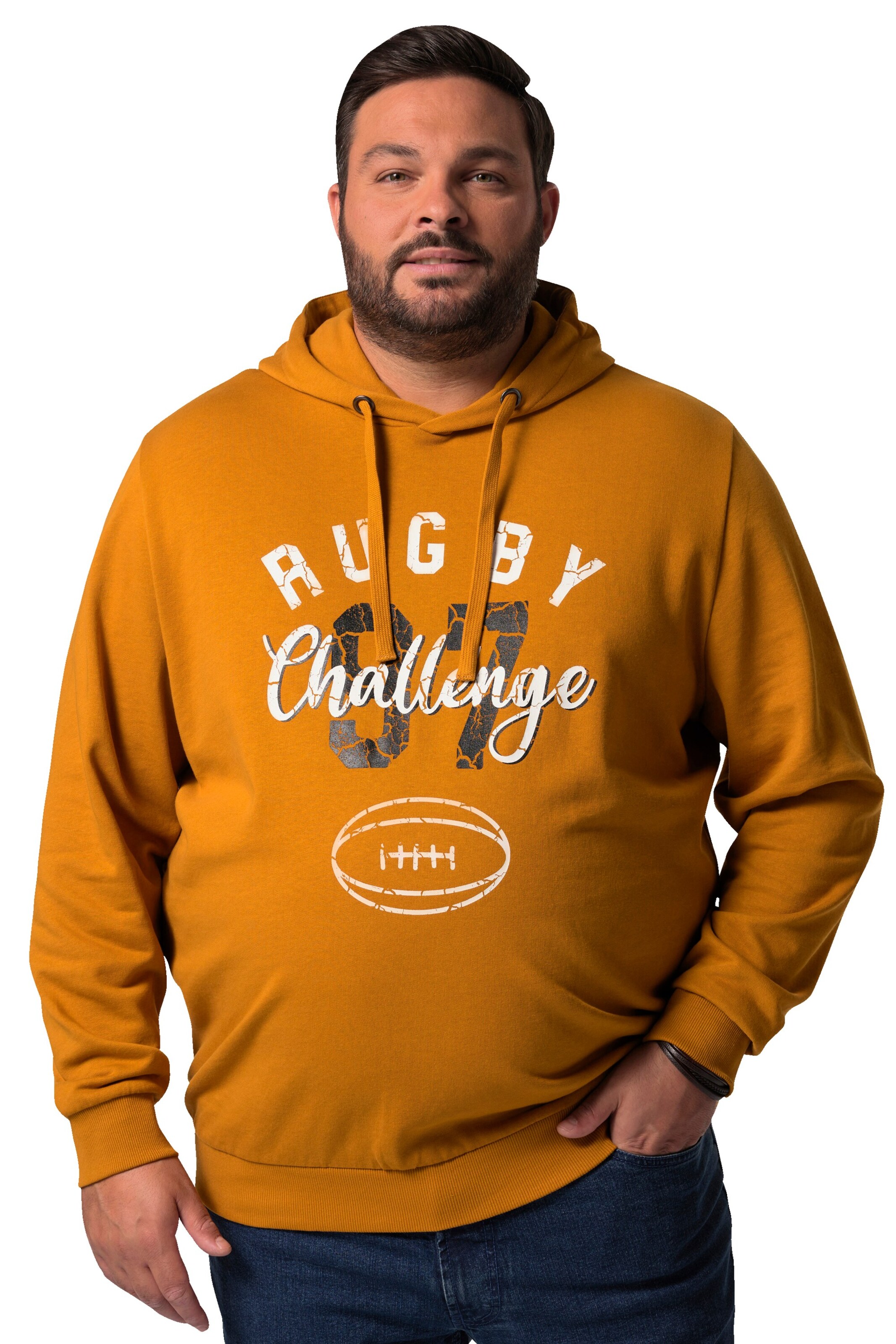 Men Plus Sweatshirt in Orange: front