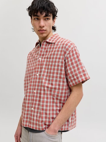 JACK & JONES Comfort fit Button Up Shirt in Red