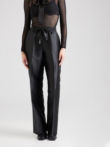 BOSS Regular Trousers with creases 'Tabuta' in Black: front