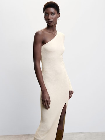 MANGO Knitted dress 'bone' in Beige: front