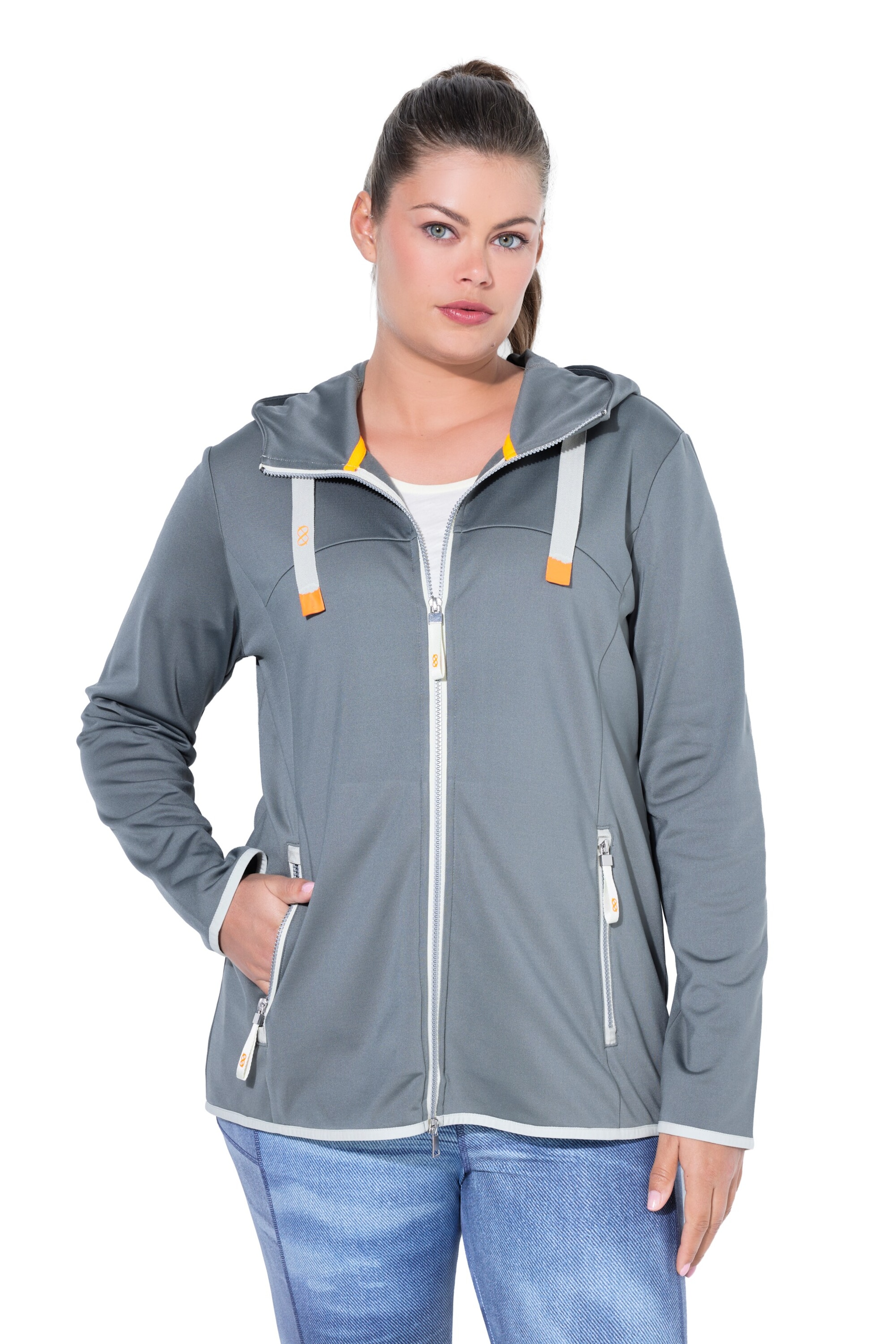 LAURASØN Zip-Up Hoodie in Grey: front