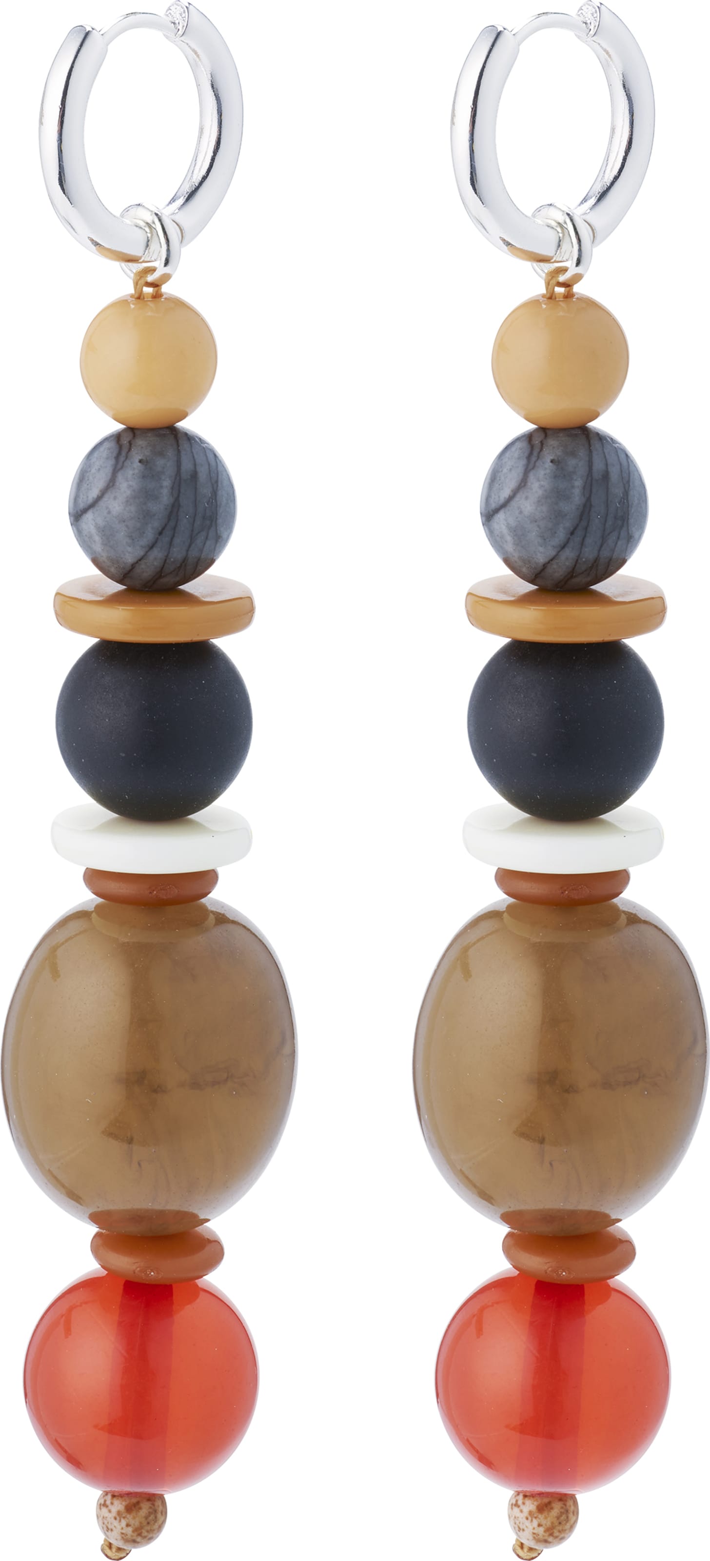 Cercei 'Naila' Pilgrim pe nisipiu / maro deschis / gri grafit / portocaliu închis / argintiu, Vizualizare produs