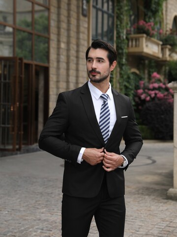 YOUTHUP Slim fit Suit Jacket 'Prägung' in Black: front