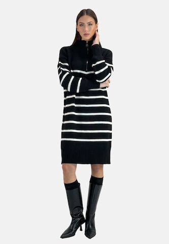 Robes en maille Elara en noir : devant