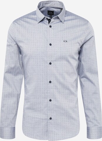 ARMANI EXCHANGE Button Up Shirt 'CAMICIA' in Blue: front