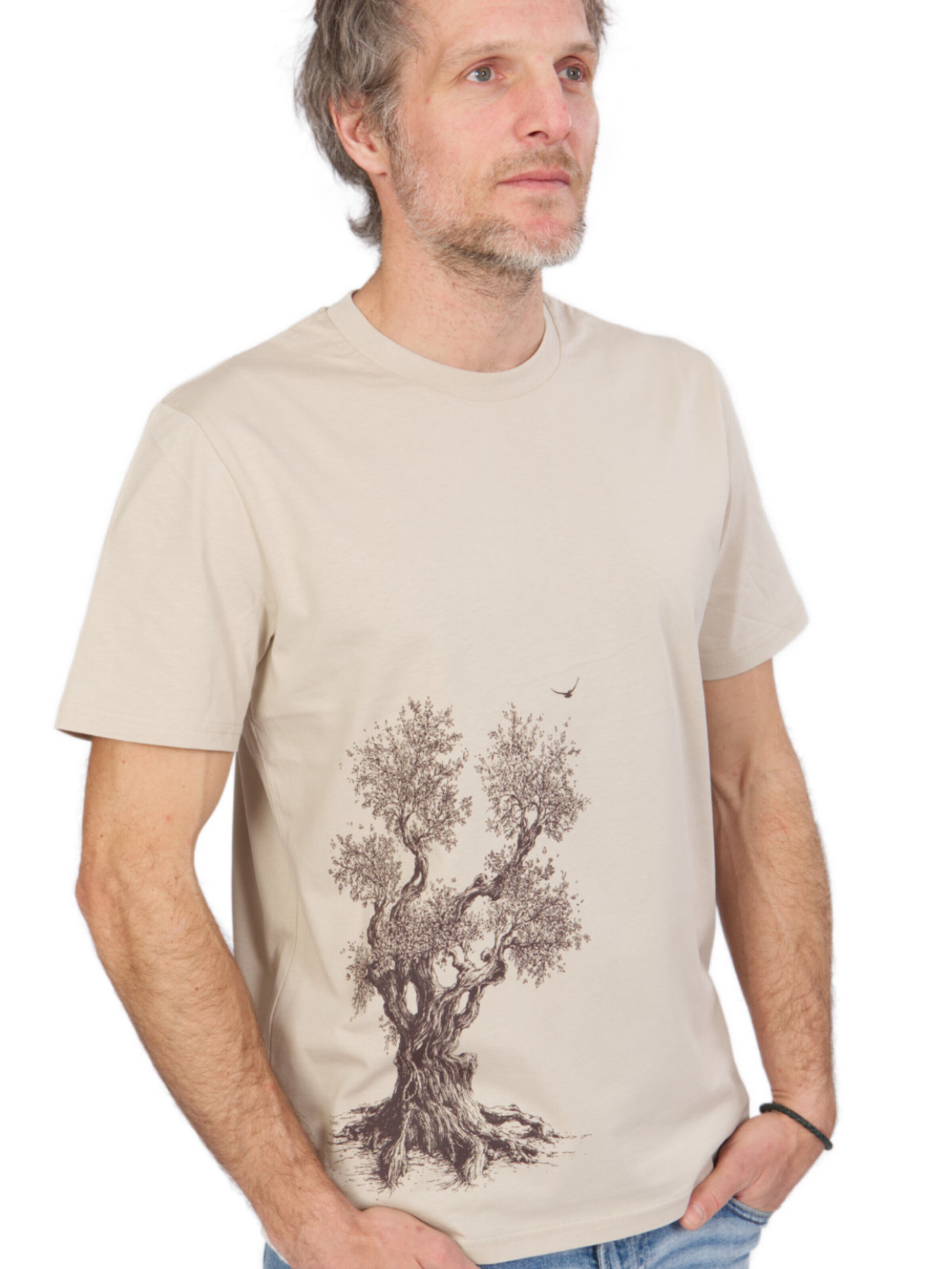 Life-Tree Shirt 'Organic Fairwear Olive Tree' in Beige: front