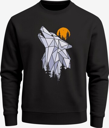 Neverless Sweatshirt 'Polygon Wolf' in Schwarz: Vorderseite