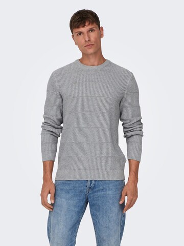 Only & Sons Trui 'MARSHALL' in Grijs: voorkant