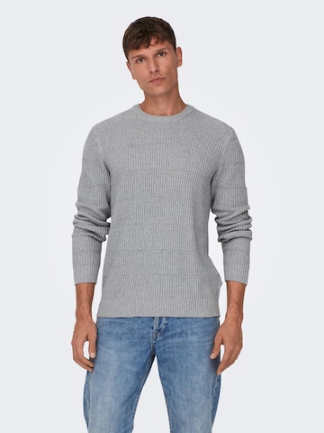 Only & Sons Пуловер 'MARSHALL' в сиво: отпред