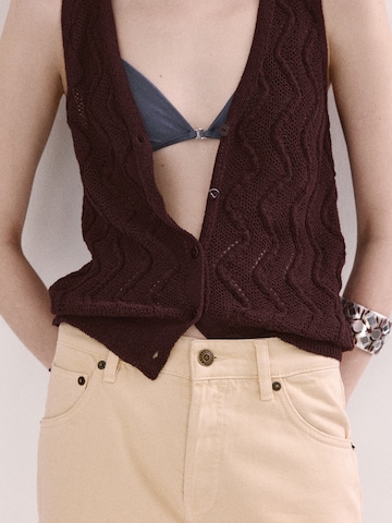 MANGO Knitted Vest 'SITONA' in Brown