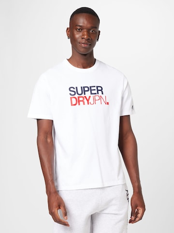 balts Superdry T-Krekls: no priekšpuses