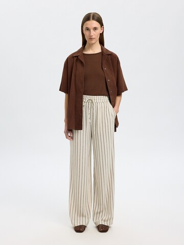 SELECTED FEMME Wide leg Broek 'SLFVIVA-GULIA' in Beige