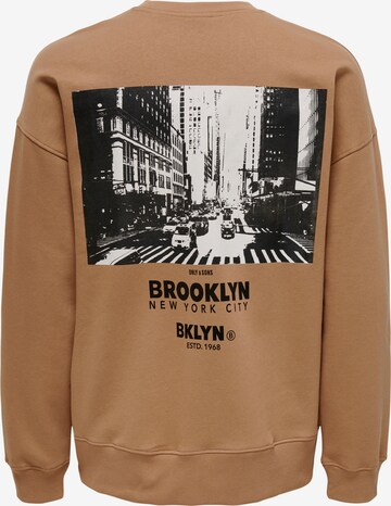 Only & Sons Sweatshirt 'Toby' in Brown