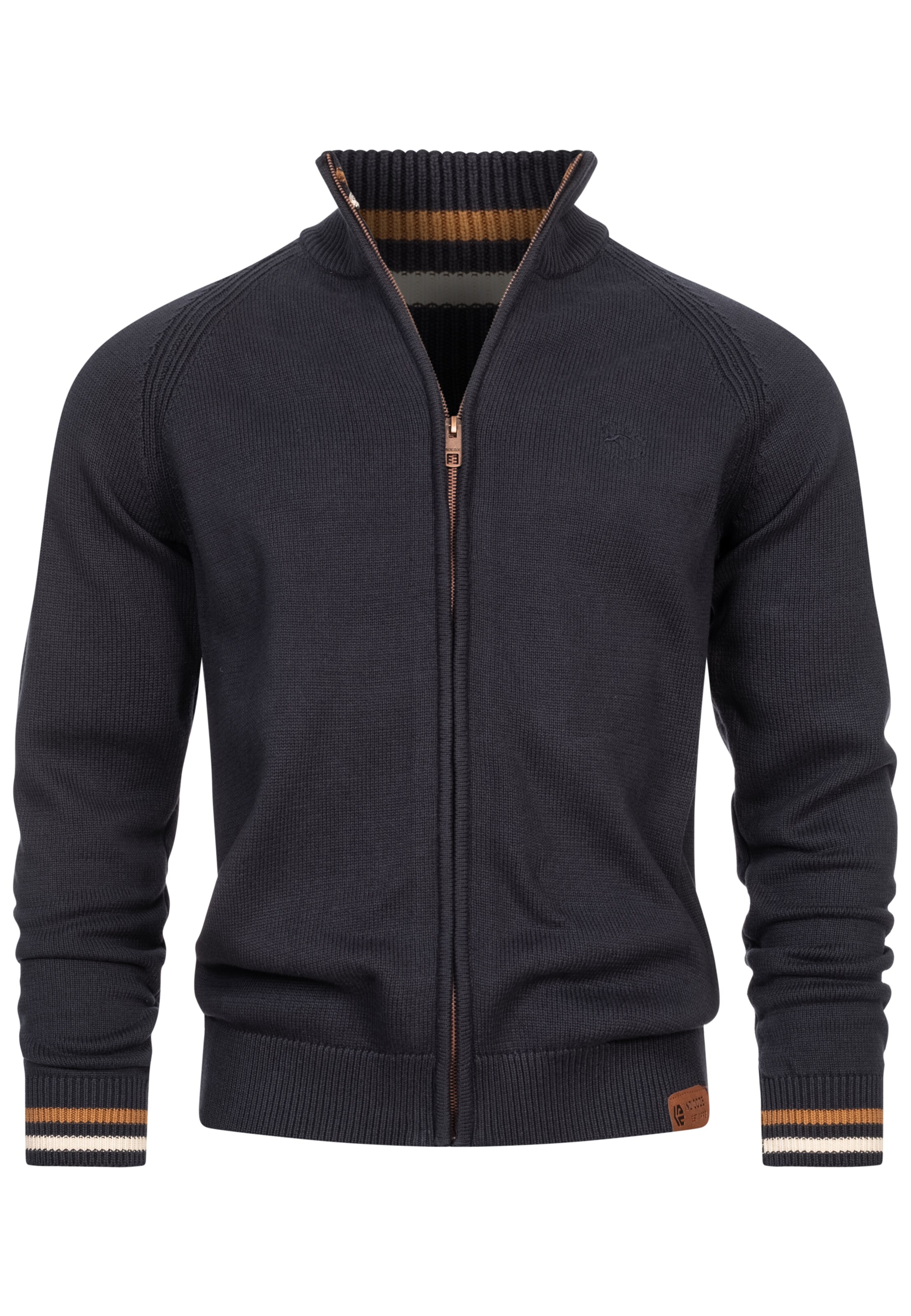 INDICODE JEANS Gebreid vest 'Arutemia' in Blauw: voorkant