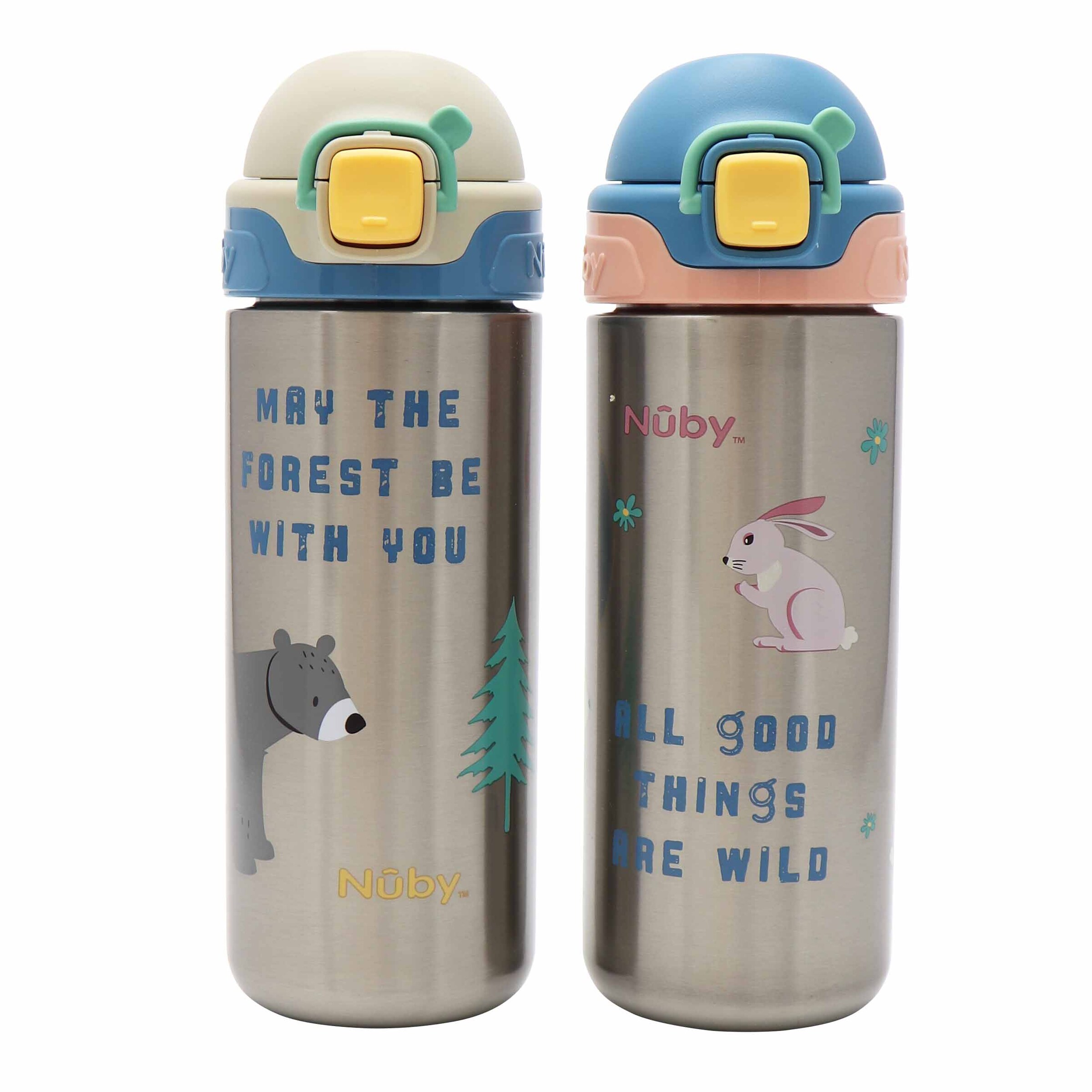 Nuby Trinkflasche 'Free Flow' in Silber: Vorderseite