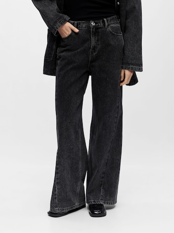OBJECT Wide Leg Jeans i sort: forside