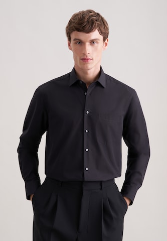 SEIDENSTICKER Regular fit Business Shirt in Black: front