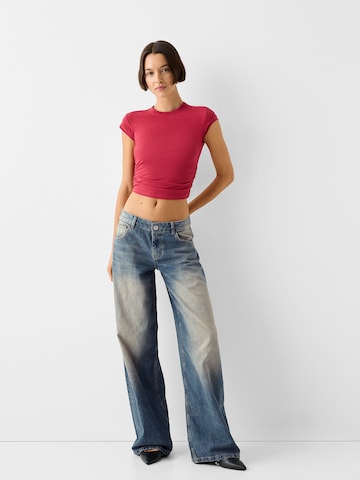 Wide leg Jeans de la Bershka pe albastru