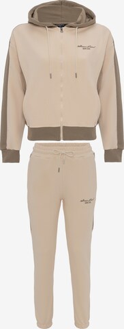 Tom Barron Trainingspak in Beige: voorkant