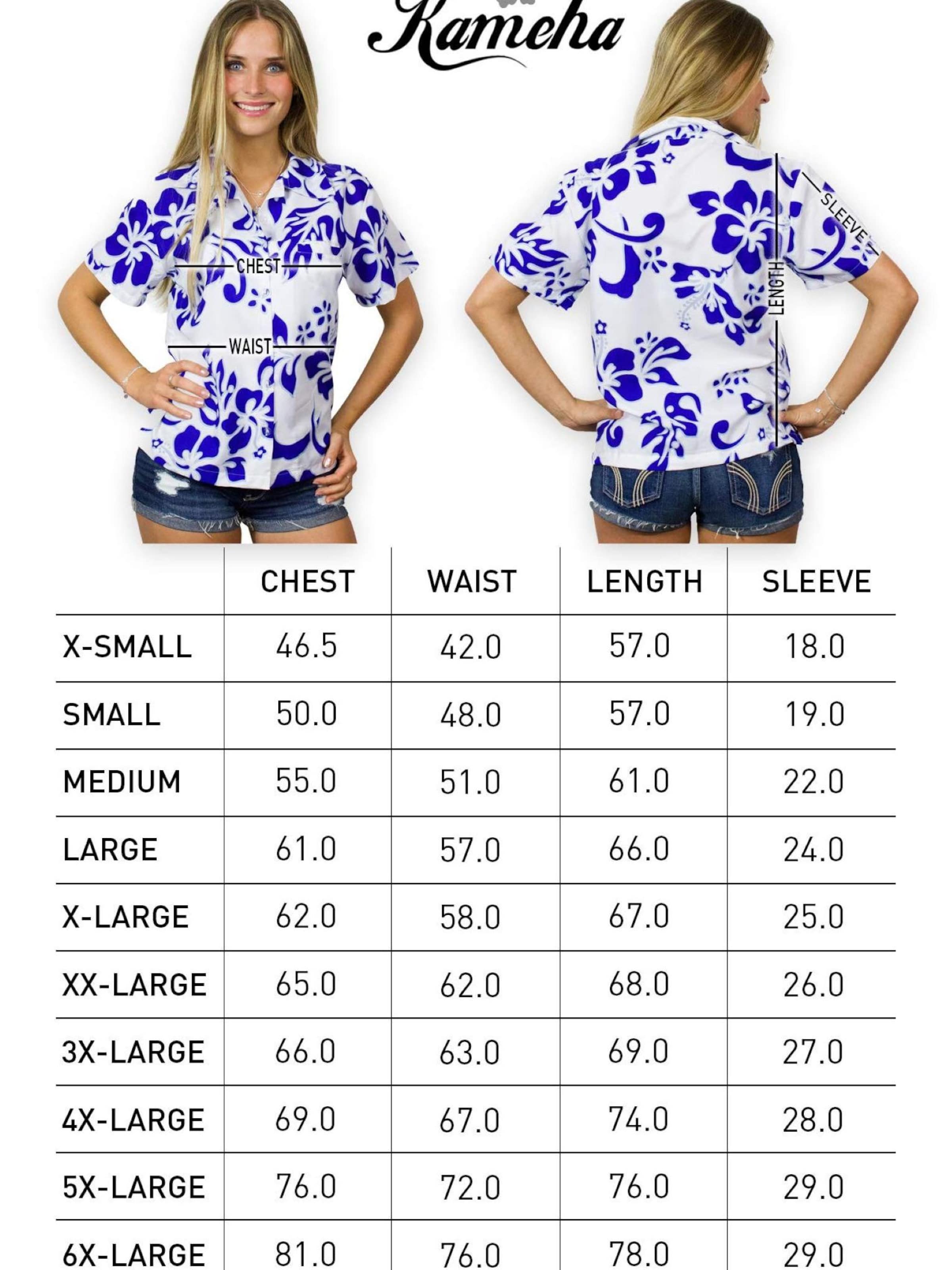 Camicia da donna 'Hibiscus White Line' di King Kameha in blu