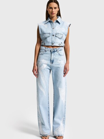 IT'S BASIC Bodywarmer 'RHINESTONE DENIM WAISTCOAT' in Blauw