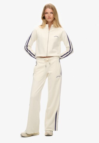 Superdry Wide leg Broek 'Athletic Essentials' in Wit