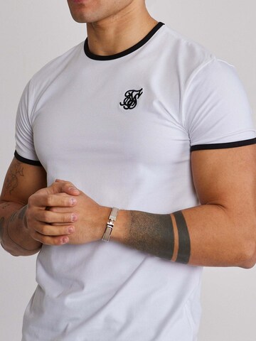 SikSilk - Camiseta 'Ringer' en blanco