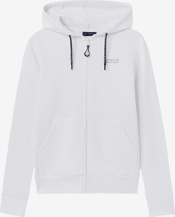 North Sails Athletic Zip-Up Hoodie in White: front