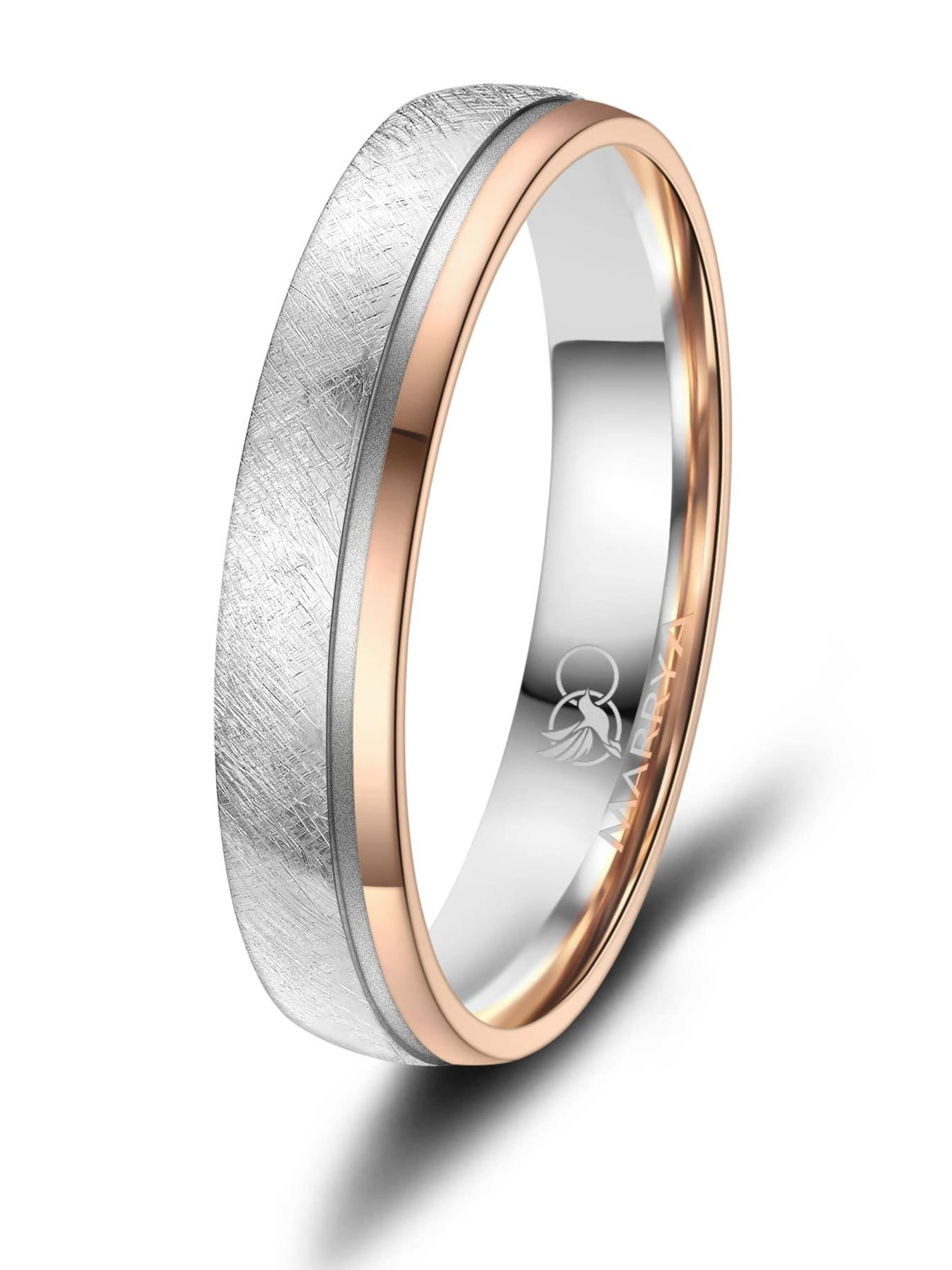 MARRYA Ring 'MARRYA ES-34 Ehering aus Edelstahl - Silberfarben & Rosé' i silver