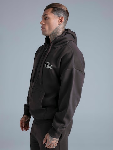 SikSilk Sweatvest 'Essentials Full Zip Hoodie' in Bruin