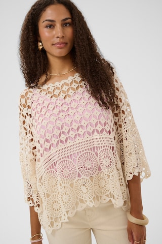 Cape 'CRGina Poncho' Cream en beige