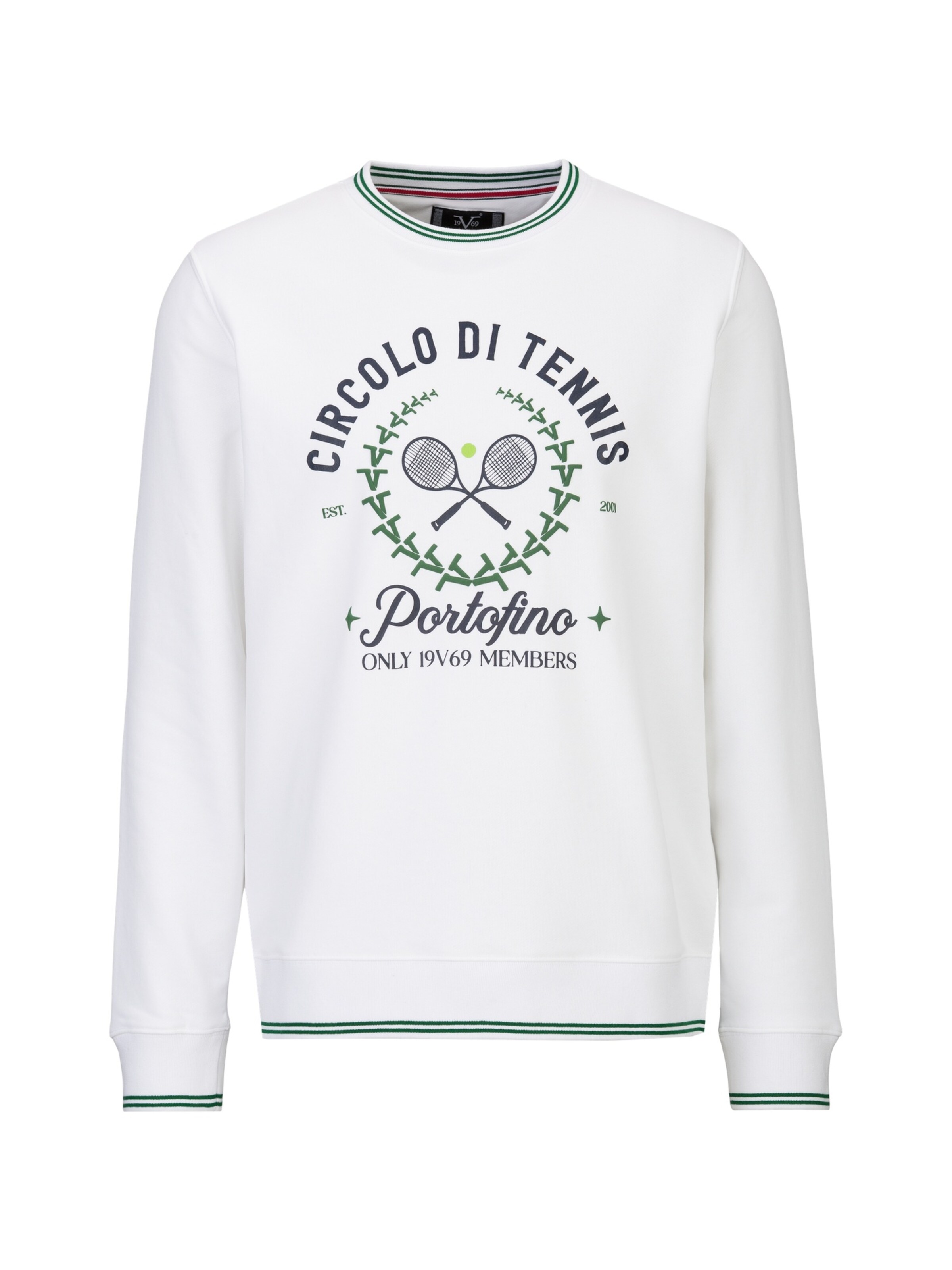 19V69 ITALIA Sweatshirt 'Nico Tennis 2' in Wit: voorkant