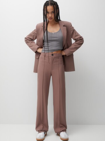 Pull&Bear Wide leg Pleated Pants in Pink
