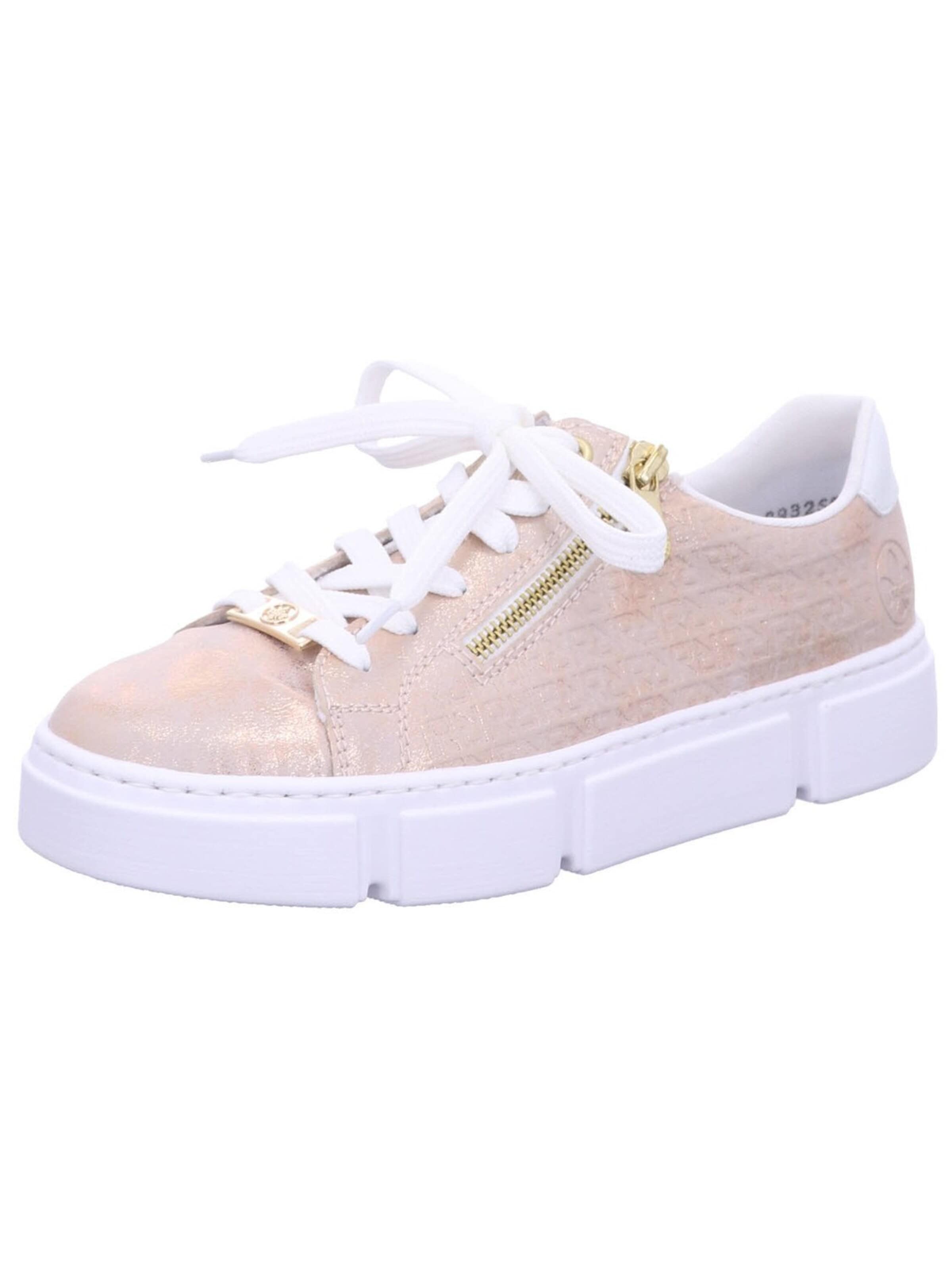 Scarpa stringata 'Sportlicher Schnürschuh Damen N5917 90 Kunststoff (Synthetik) in beige' di Rieker in beige: frontale
