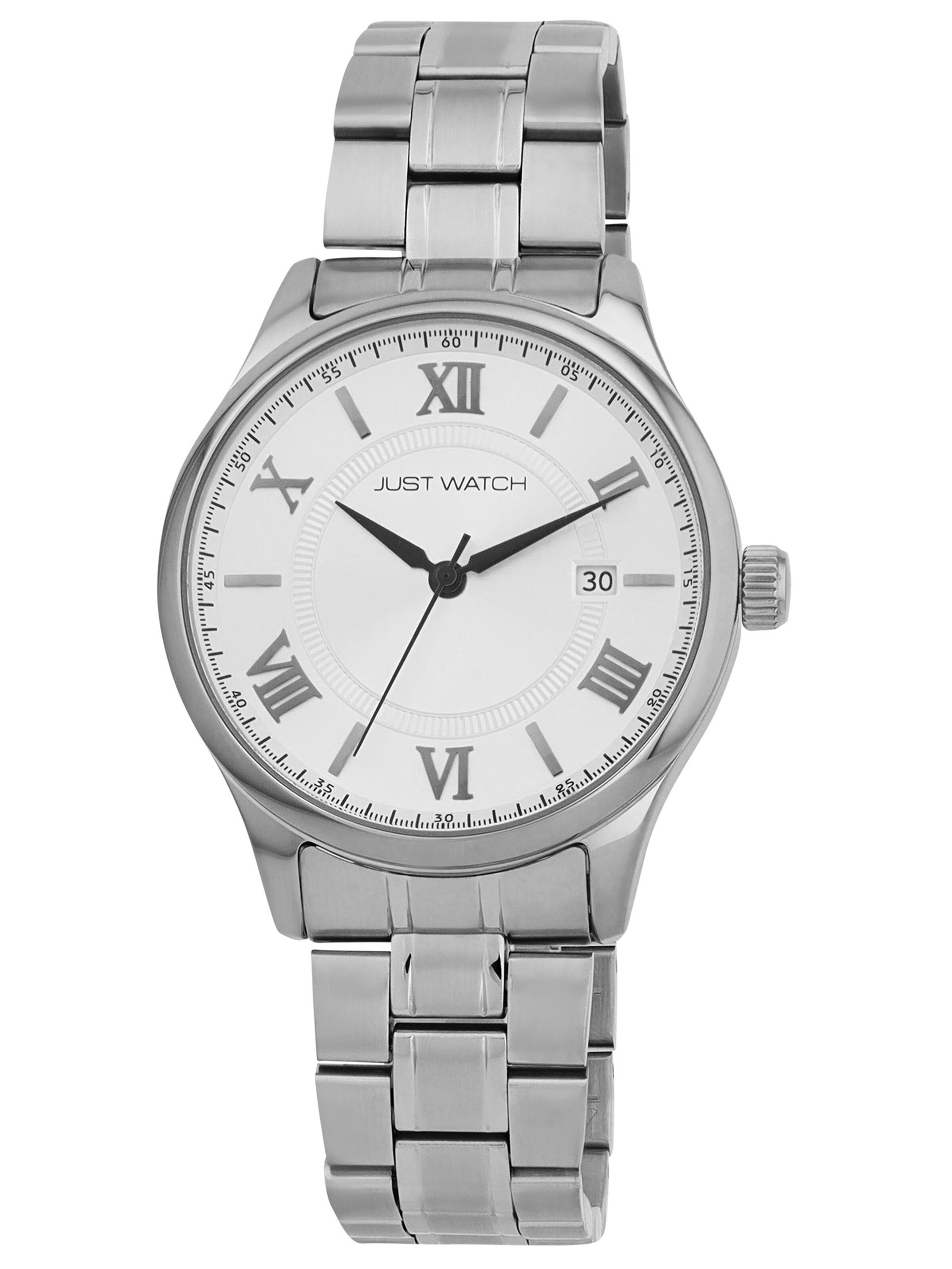 Just Watch Analog Watch 'Datumsanzeige' in Silver: front