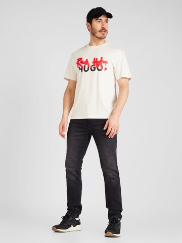 HUGO T-shirt 'Dinricko' i vit