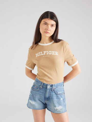 T-shirt TOMMY HILFIGER en beige : devant