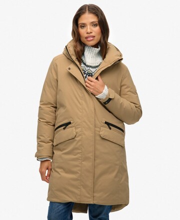 Superdry Winterparka 'City Fishtail' in Beige: voorkant