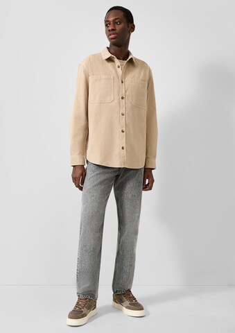 QS Comfort fit Overhemd in Beige: voorkant