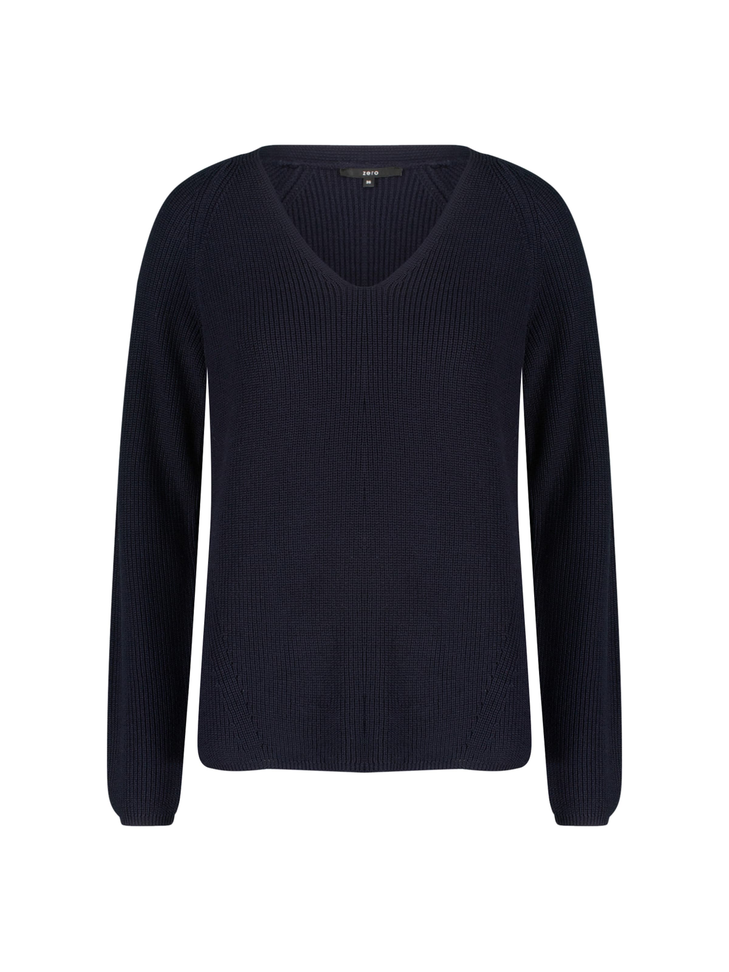 zero Strukturpullover mit V-Ausschnitt in Blau: Vorderseite