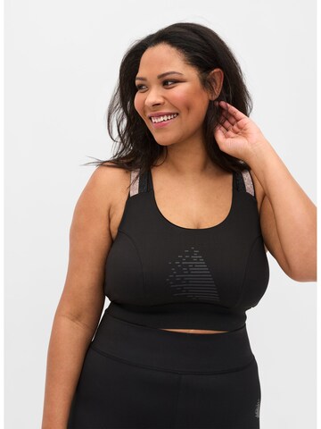 Active by Zizzi Bustier Sport bh 'Aheaven' in Zwart: voorkant