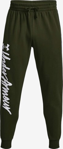 UNDER ARMOUR Tapered Workout Pants 'Rival' in Green: front