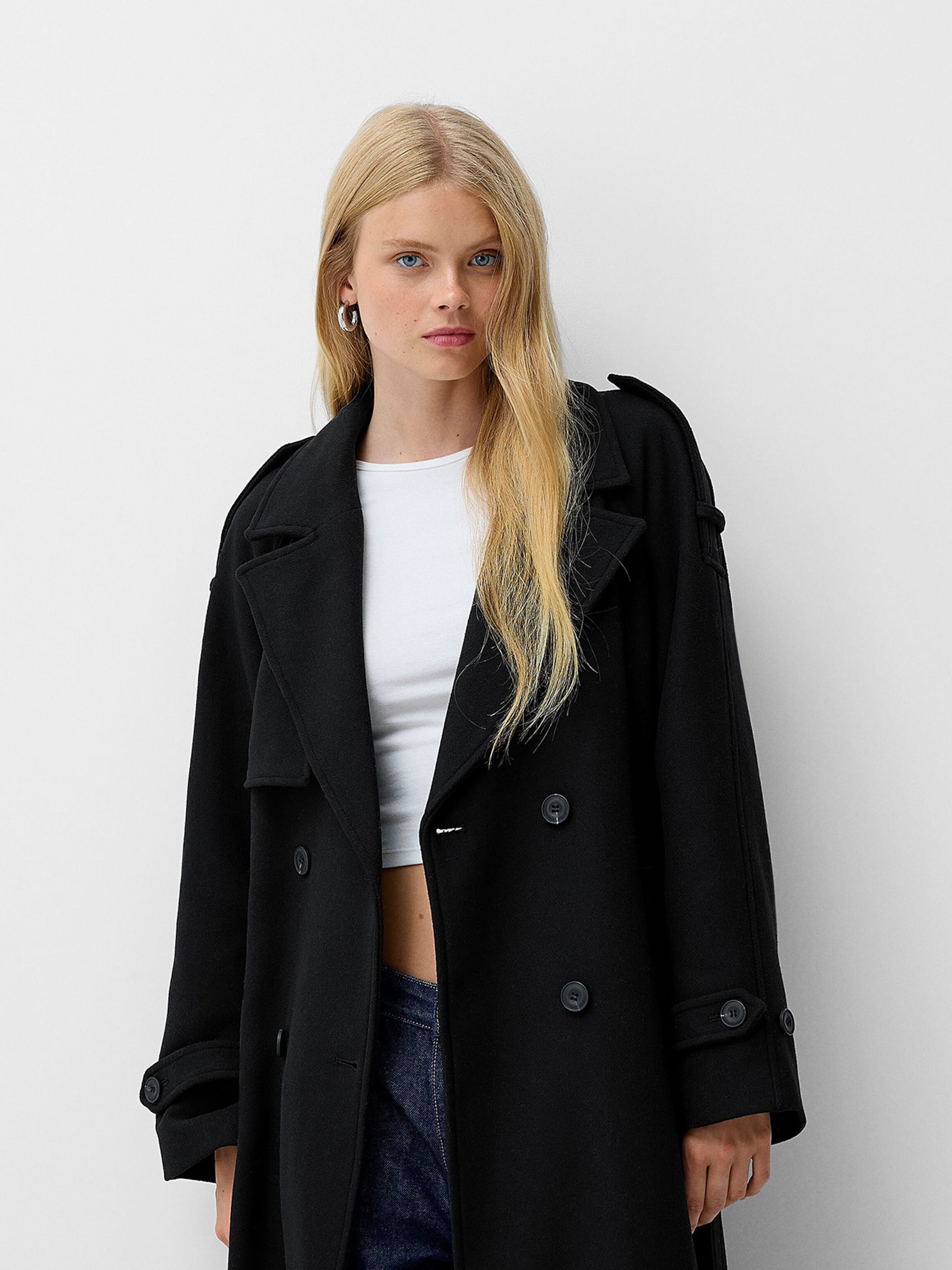 Bershka black coat discount